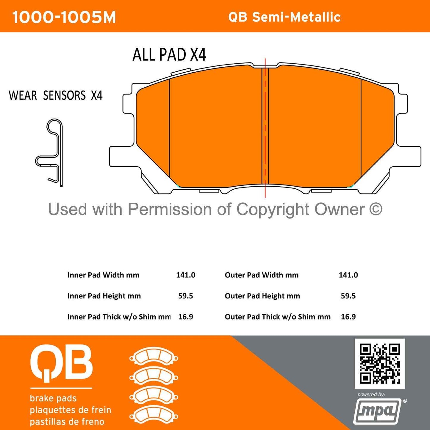 Other View of Front Disc Brake Pad Set MPA 1000-1005M