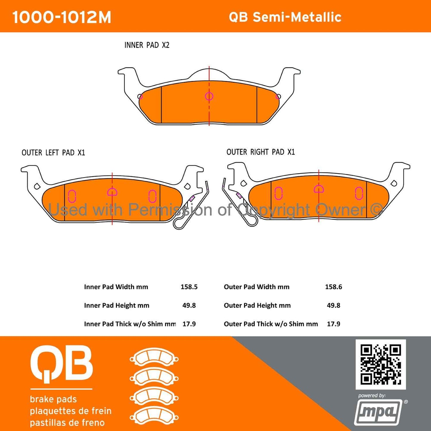 Other View of Rear Disc Brake Pad Set MPA 1000-1012M