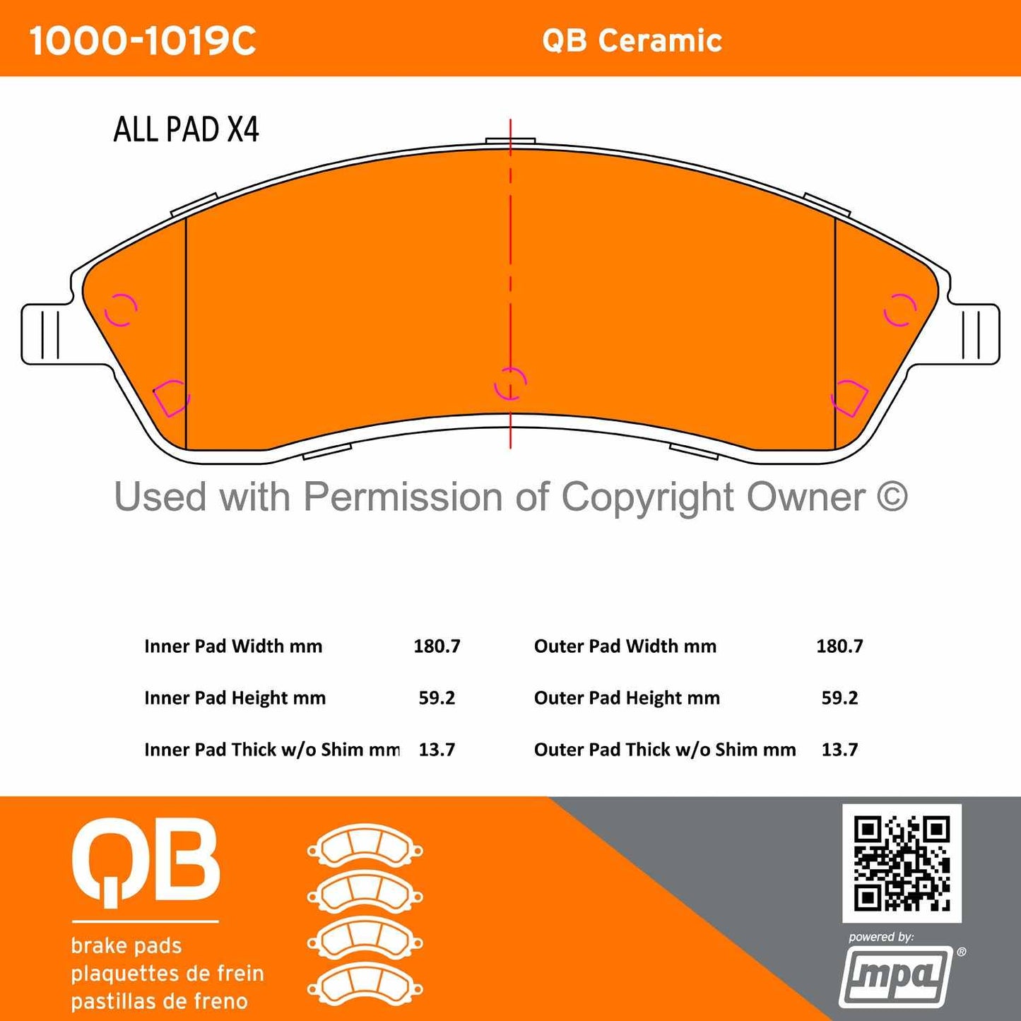 Other View of Front Disc Brake Pad Set MPA 1000-1019C