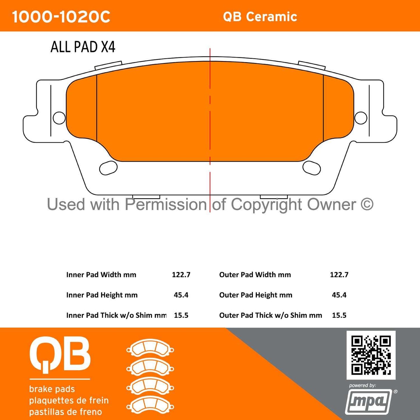 Other View of Rear Disc Brake Pad Set MPA 1000-1020C