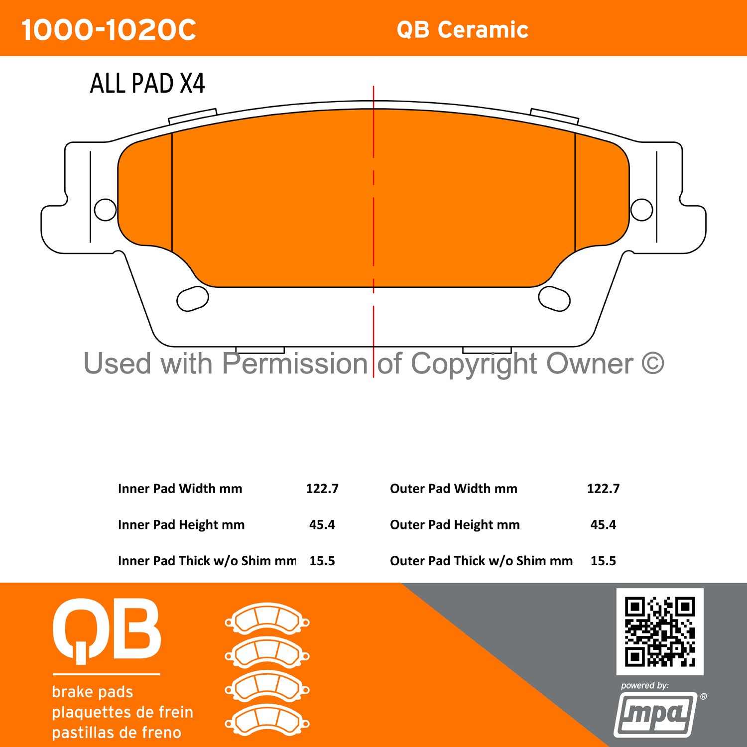 Other View of Rear Disc Brake Pad Set MPA 1000-1020C