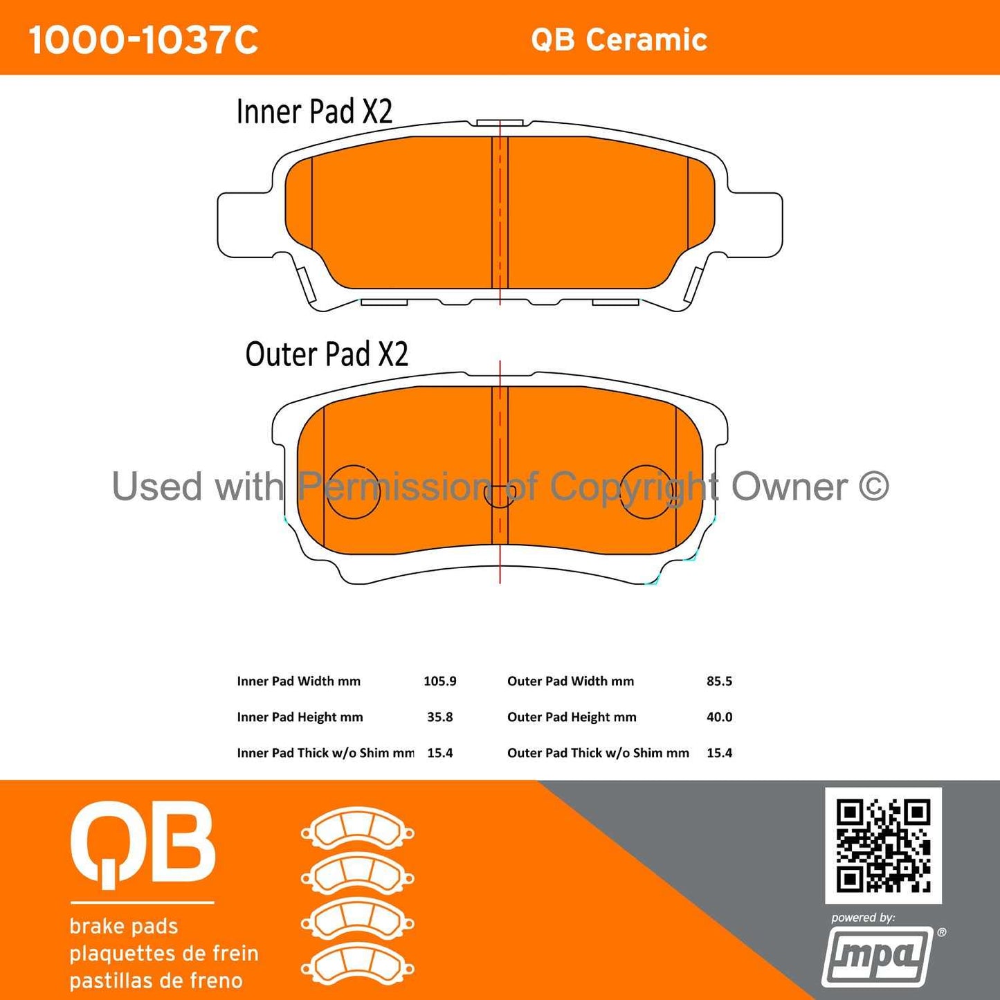 Other View of Rear Disc Brake Pad Set MPA 1000-1037C