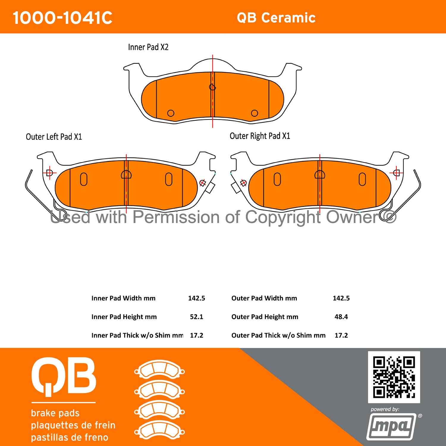 Other View of Rear Disc Brake Pad Set MPA 1000-1041C