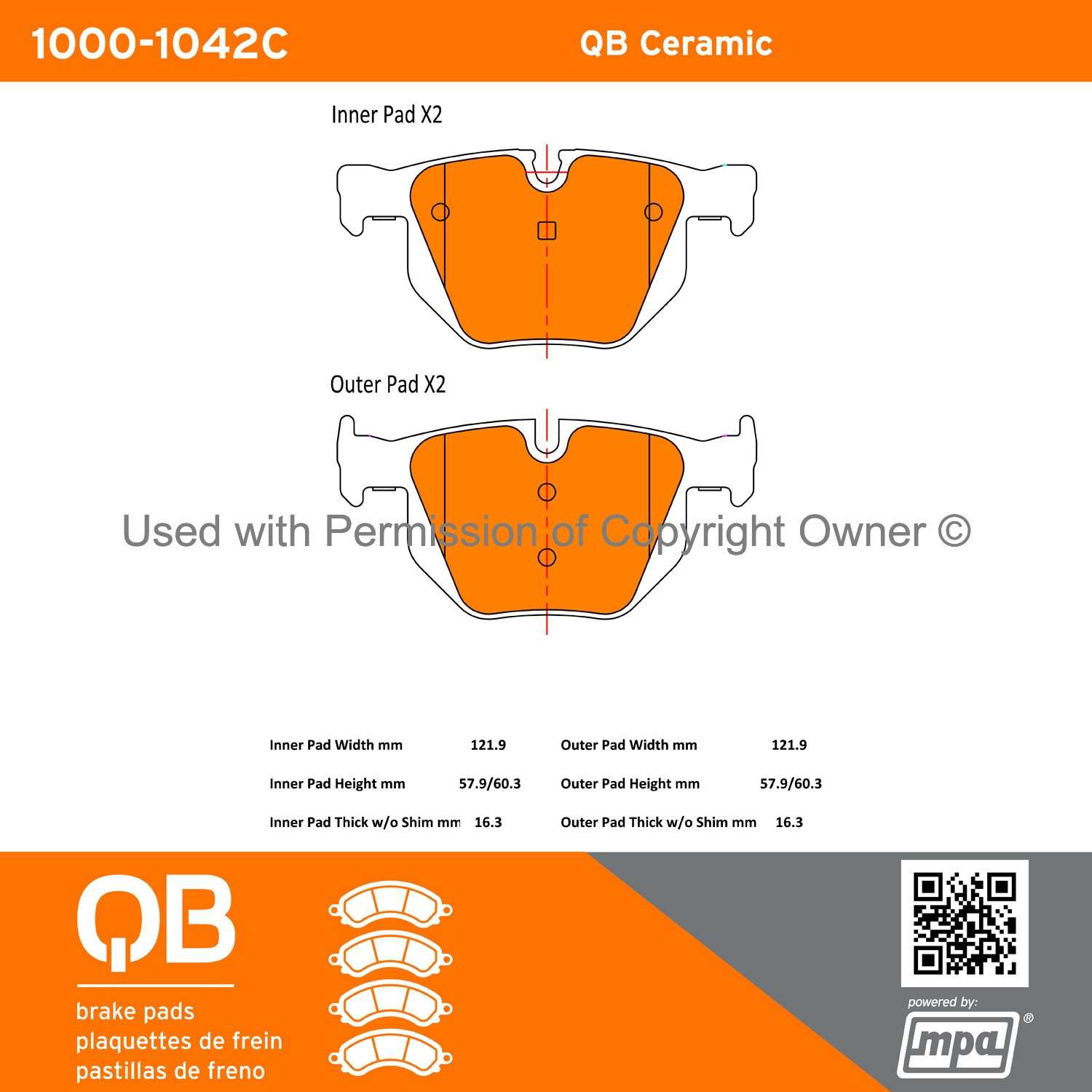 Other View of Rear Disc Brake Pad Set MPA 1000-1042C