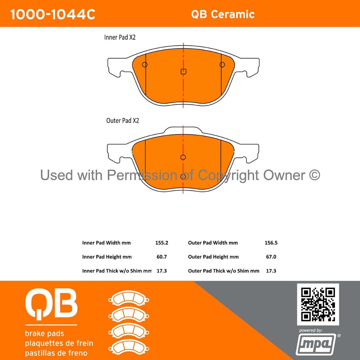 Other View of Front Disc Brake Pad Set MPA 1000-1044C