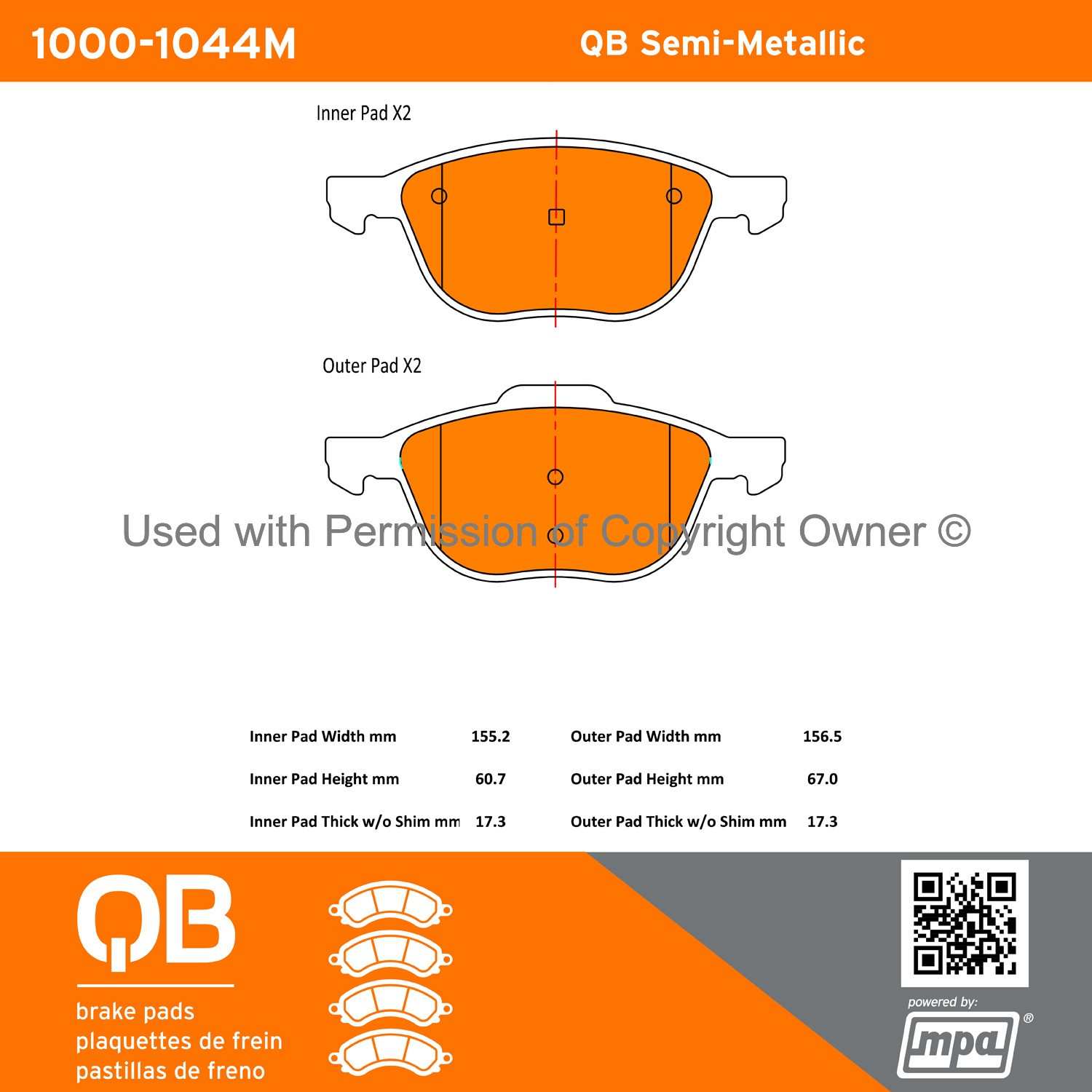 Other View of Front Disc Brake Pad Set MPA 1000-1044M