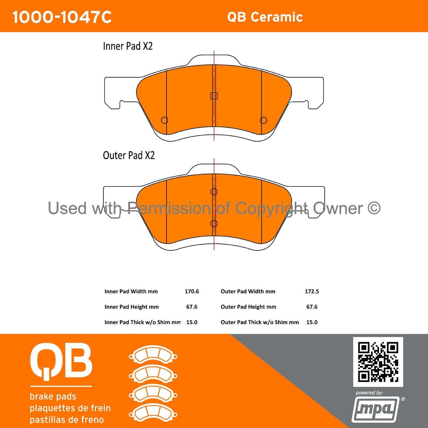 Other View of Front Disc Brake Pad Set MPA 1000-1047C