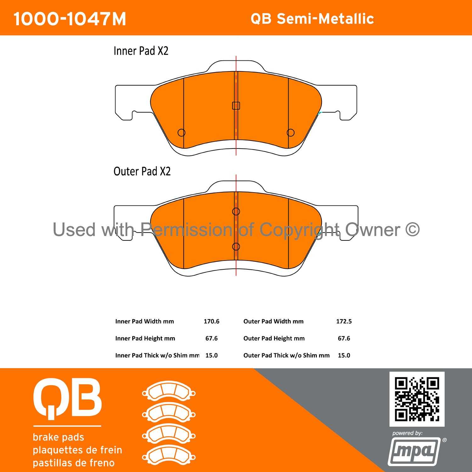 Other View of Front Disc Brake Pad Set MPA 1000-1047M