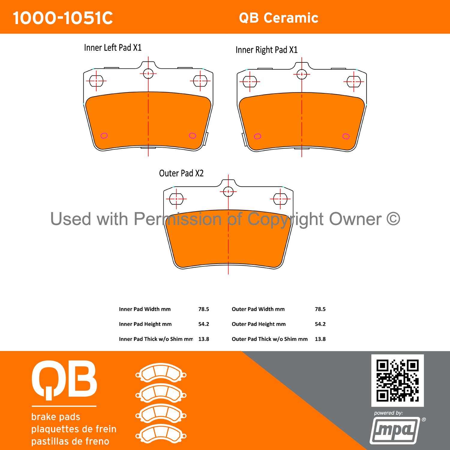 Other View of Rear Disc Brake Pad Set MPA 1000-1051C