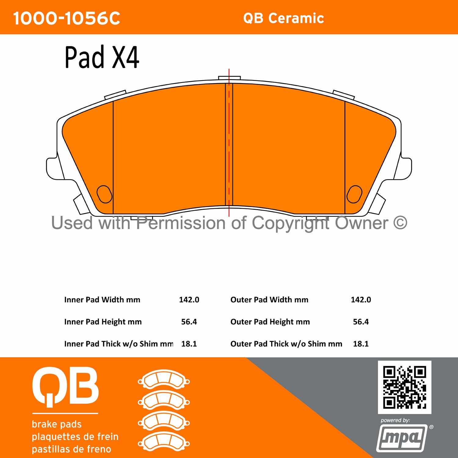 Other View of Front Disc Brake Pad Set MPA 1000-1056C