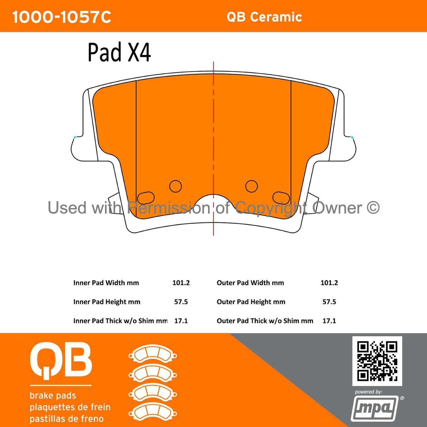 Other View of Rear Disc Brake Pad Set MPA 1000-1057C