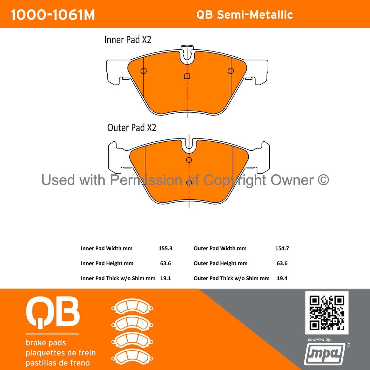 Other View of Front Disc Brake Pad Set MPA 1000-1061M