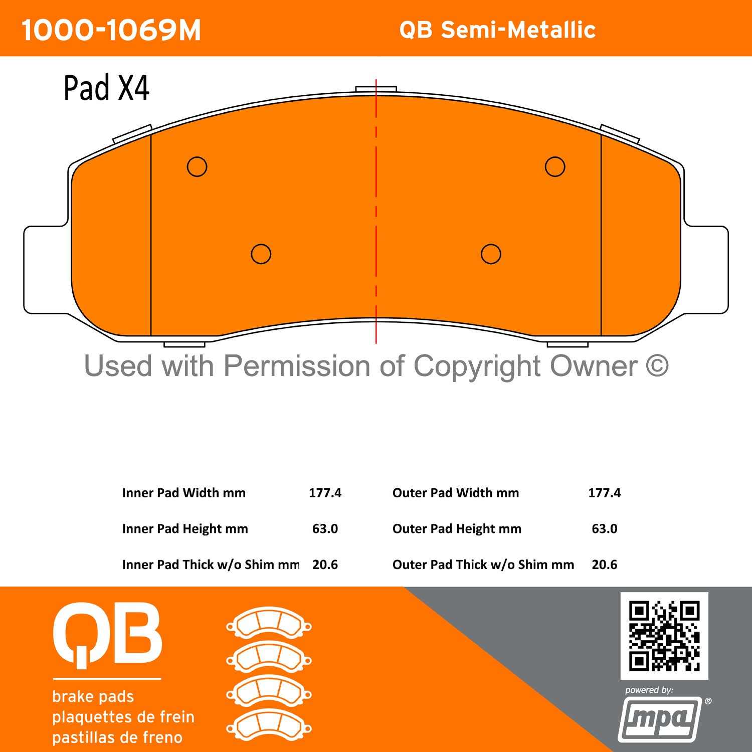 Other View of Front Disc Brake Pad Set MPA 1000-1069M