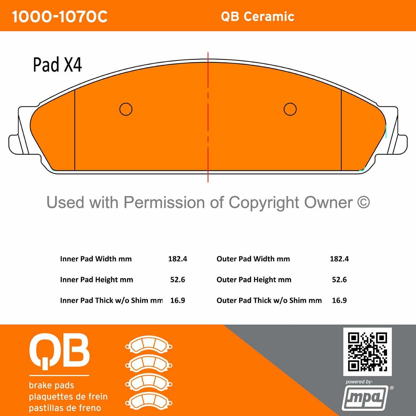 Other View of Front Disc Brake Pad Set MPA 1000-1070C