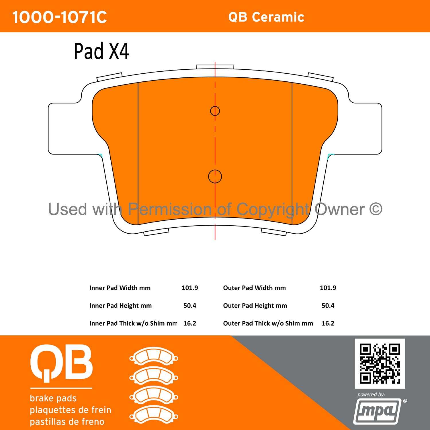 Other View of Rear Disc Brake Pad Set MPA 1000-1071C