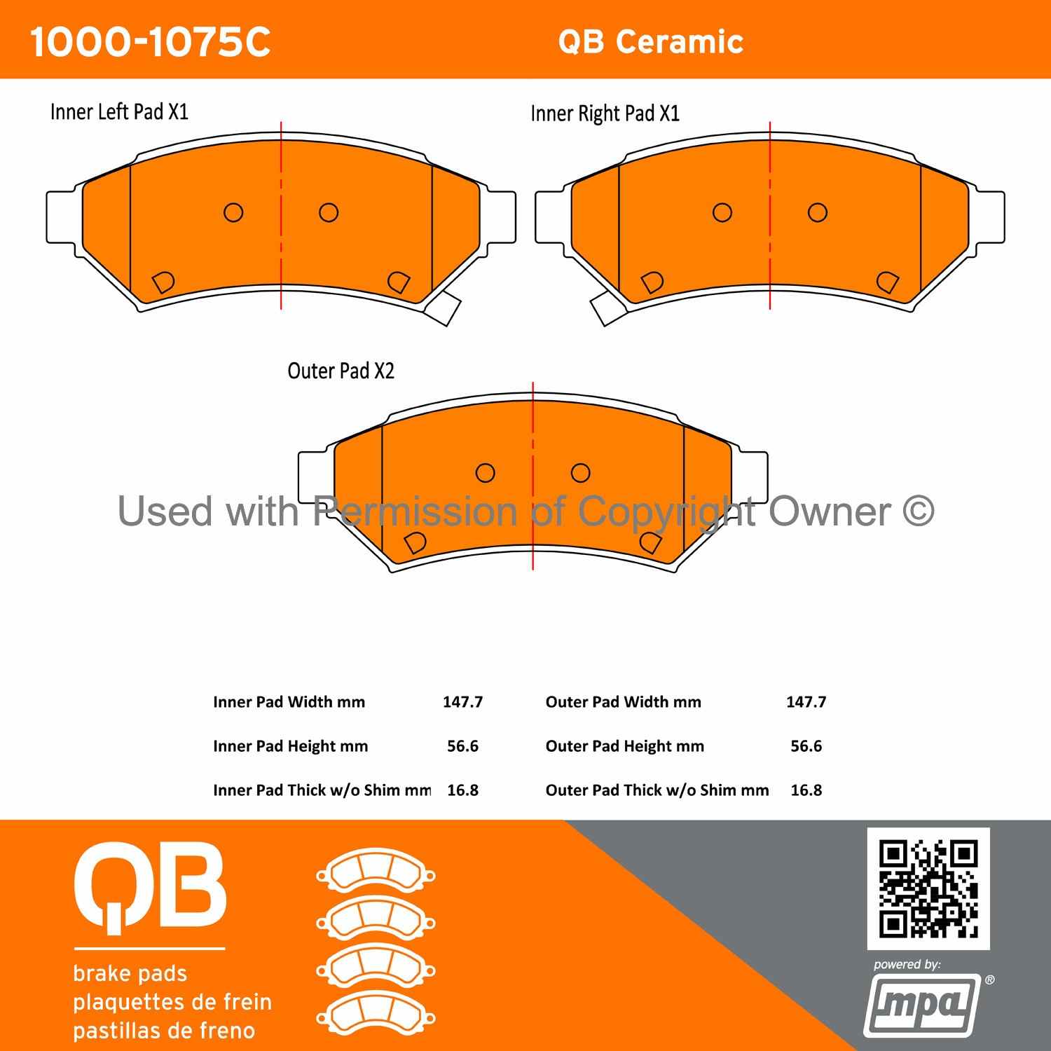 Other View of Front Disc Brake Pad Set MPA 1000-1075C