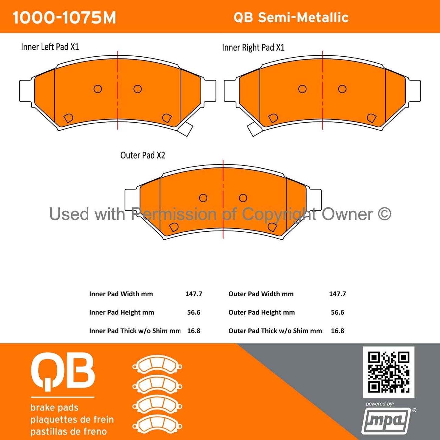 Other View of Front Disc Brake Pad Set MPA 1000-1075M