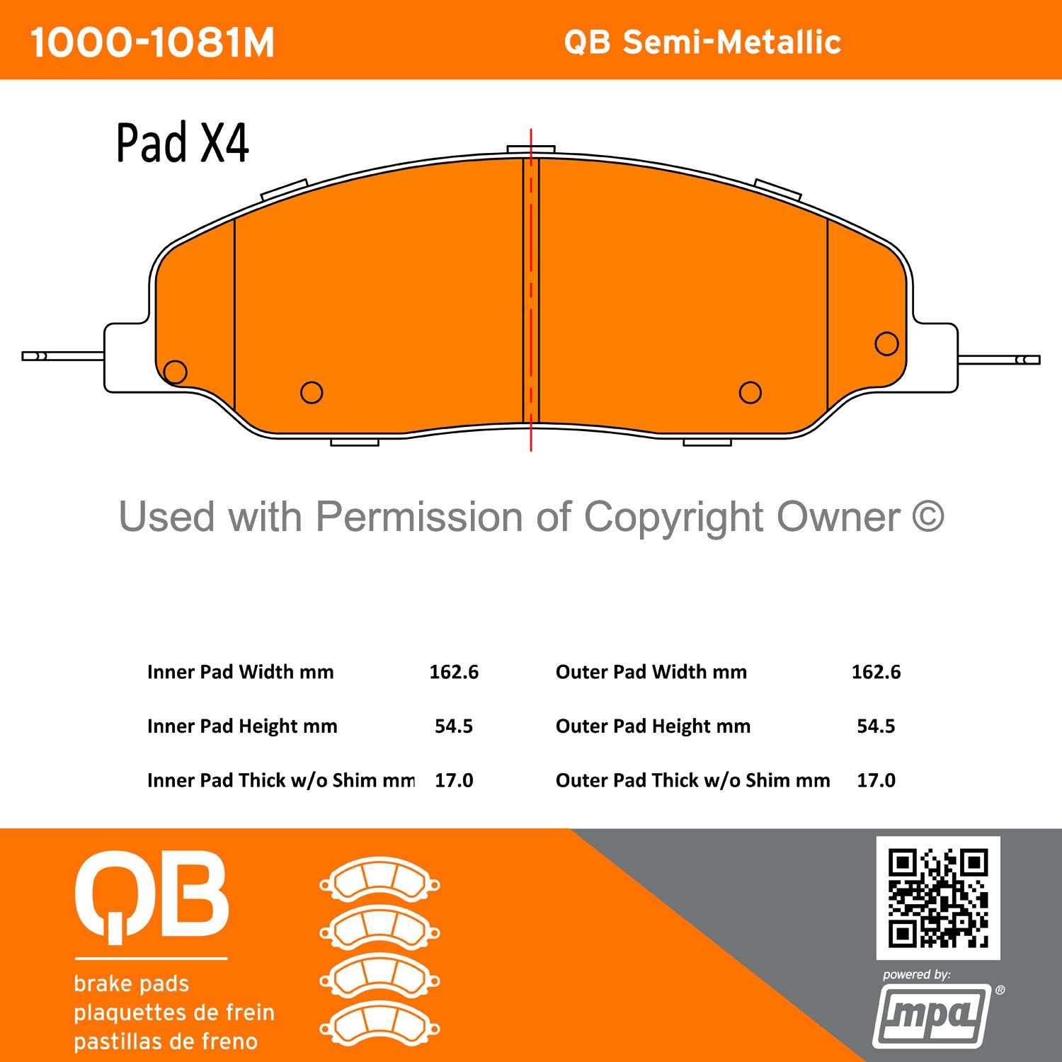 Other View of Front Disc Brake Pad Set MPA 1000-1081M