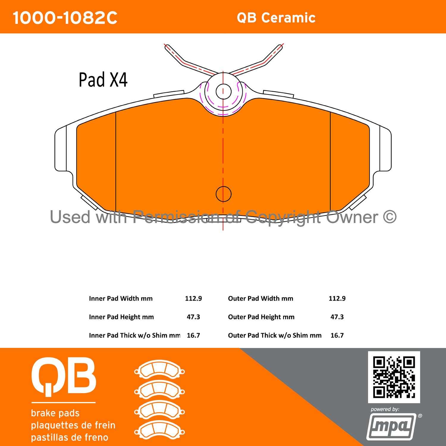 Other View of Rear Disc Brake Pad Set MPA 1000-1082C