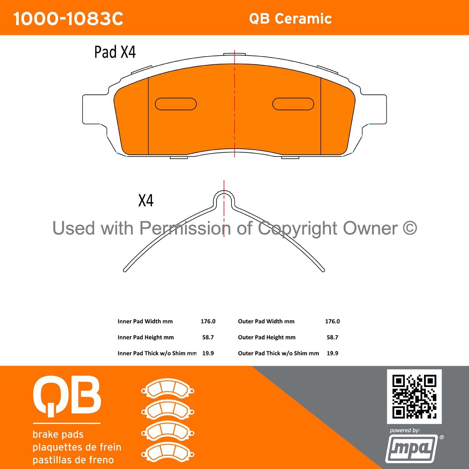 Other View of Front Disc Brake Pad Set MPA 1000-1083C