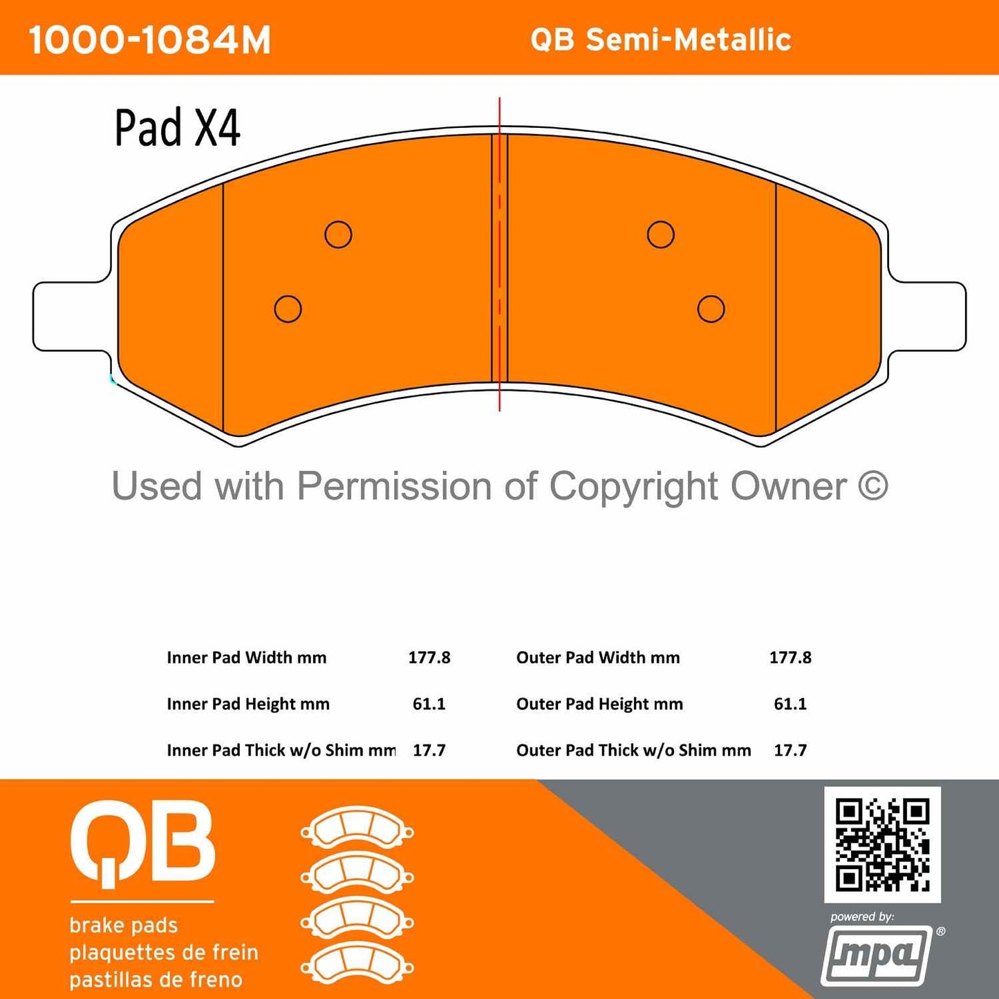 Other View of Front Disc Brake Pad Set MPA 1000-1084M