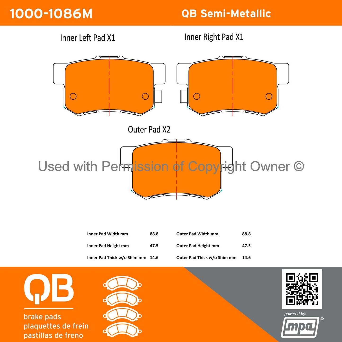 Other View of Rear Disc Brake Pad Set MPA 1000-1086M