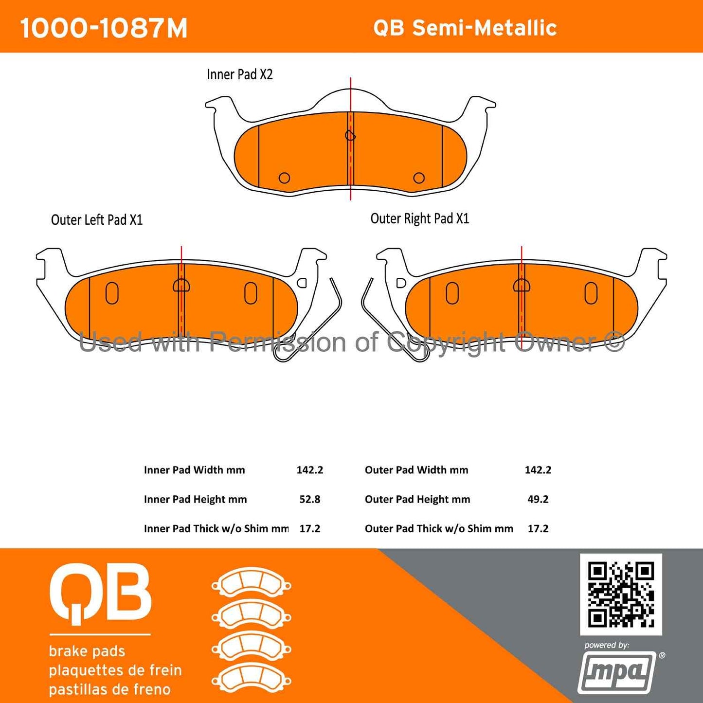 Other View of Rear Disc Brake Pad Set MPA 1000-1087M