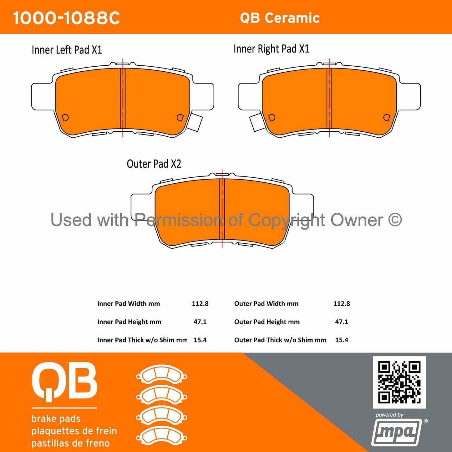 Other View of Rear Disc Brake Pad Set MPA 1000-1088C