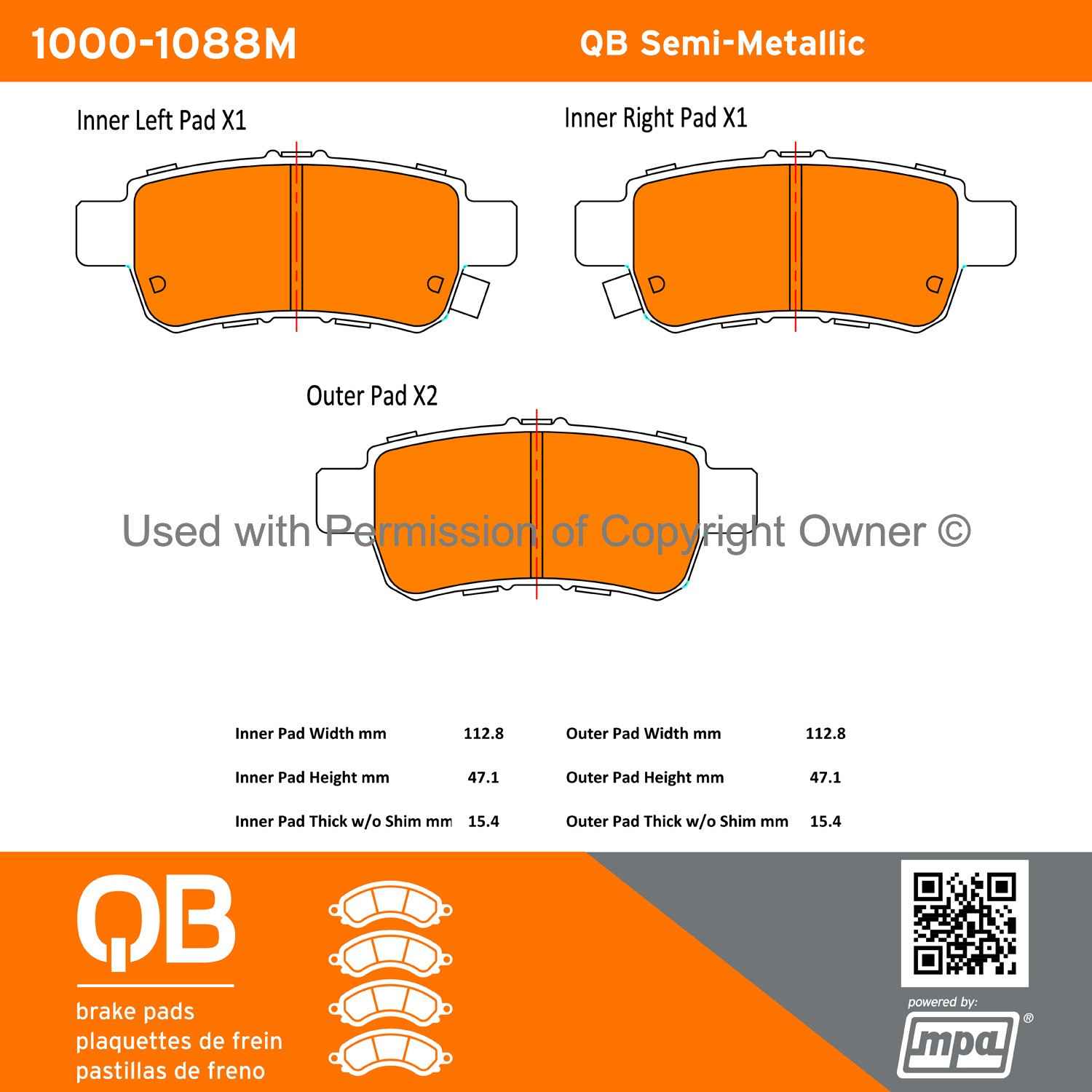 Other View of Rear Disc Brake Pad Set MPA 1000-1088M