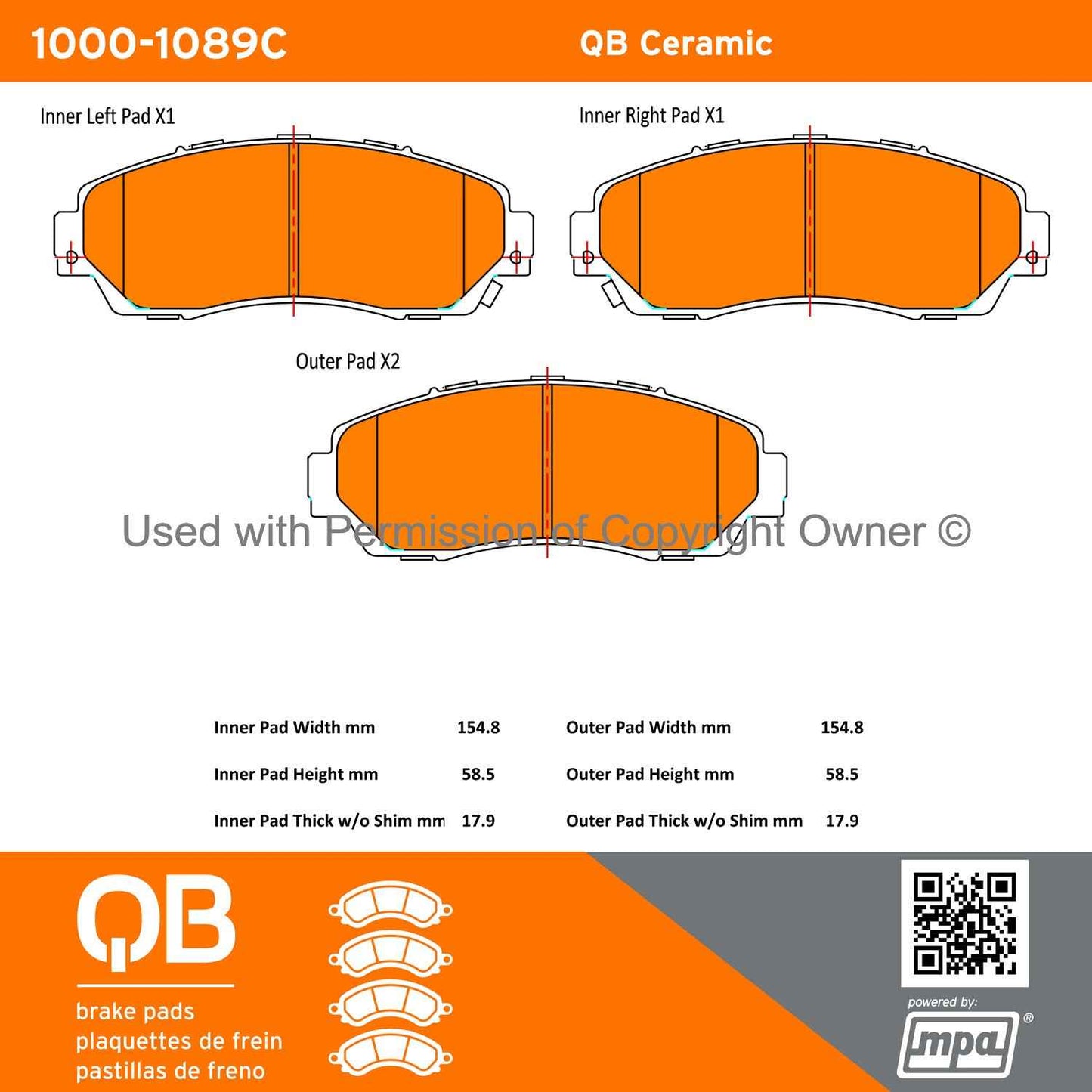 Other View of Front Disc Brake Pad Set MPA 1000-1089C