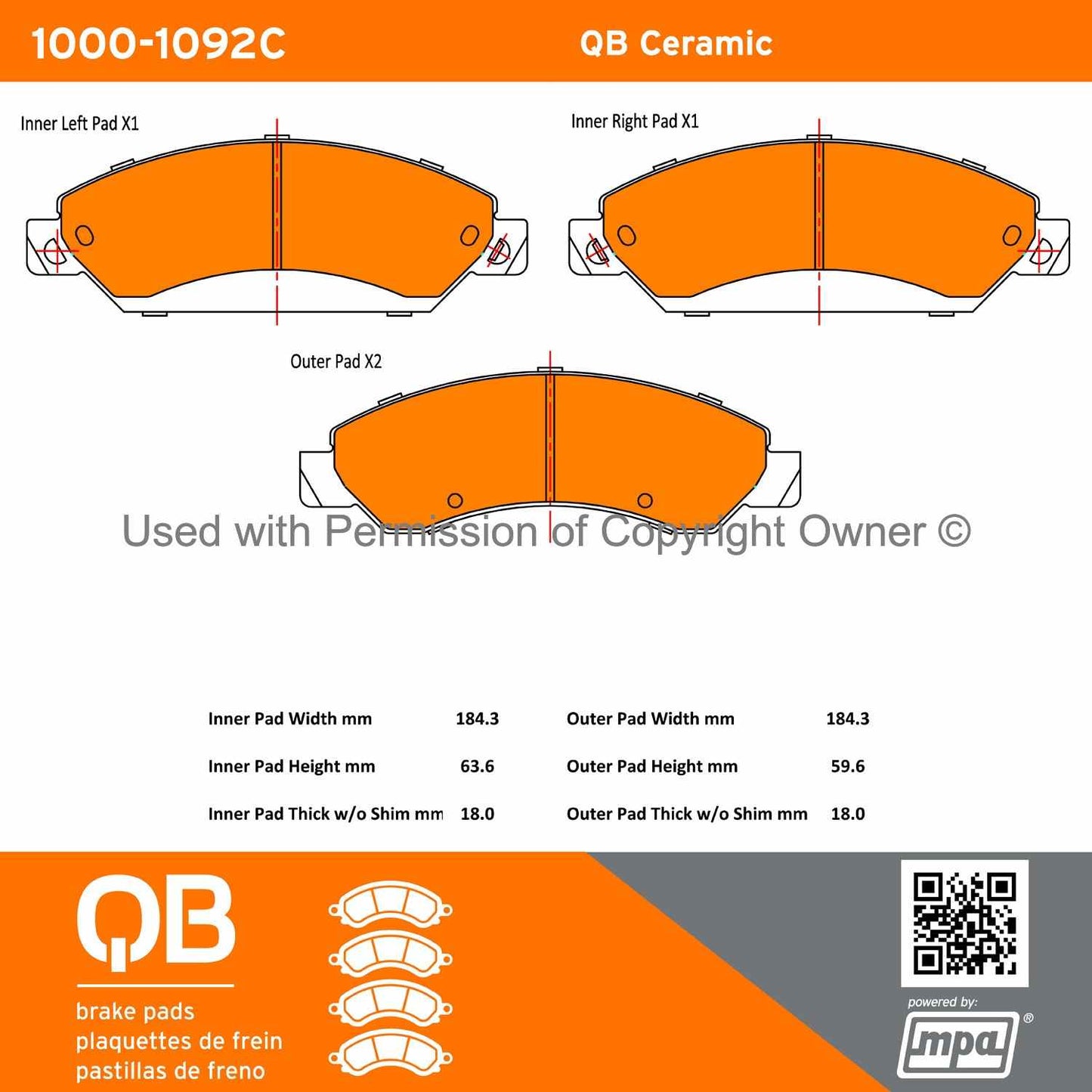 Other View of Front Disc Brake Pad Set MPA 1000-1092C