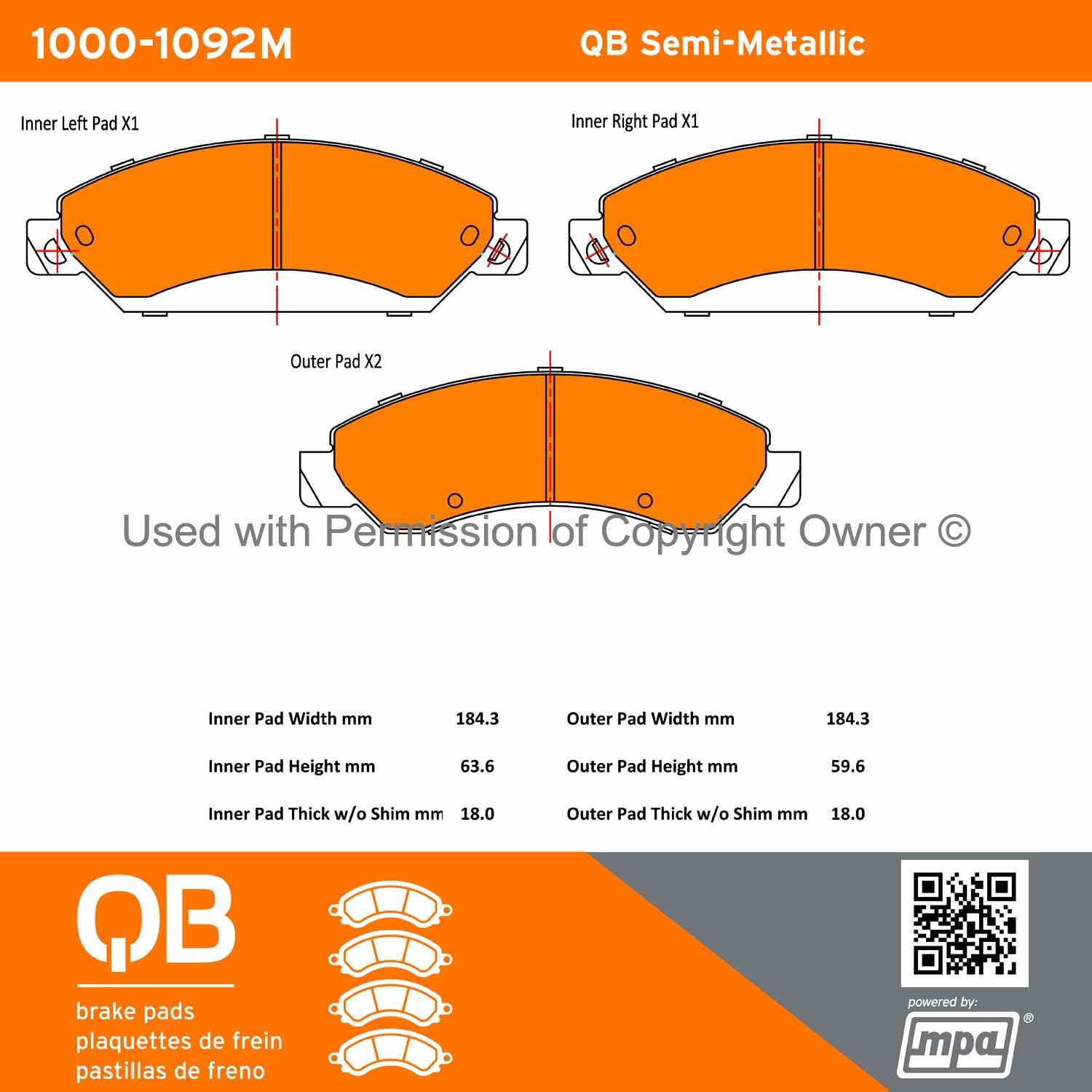 Other View of Front Disc Brake Pad Set MPA 1000-1092M