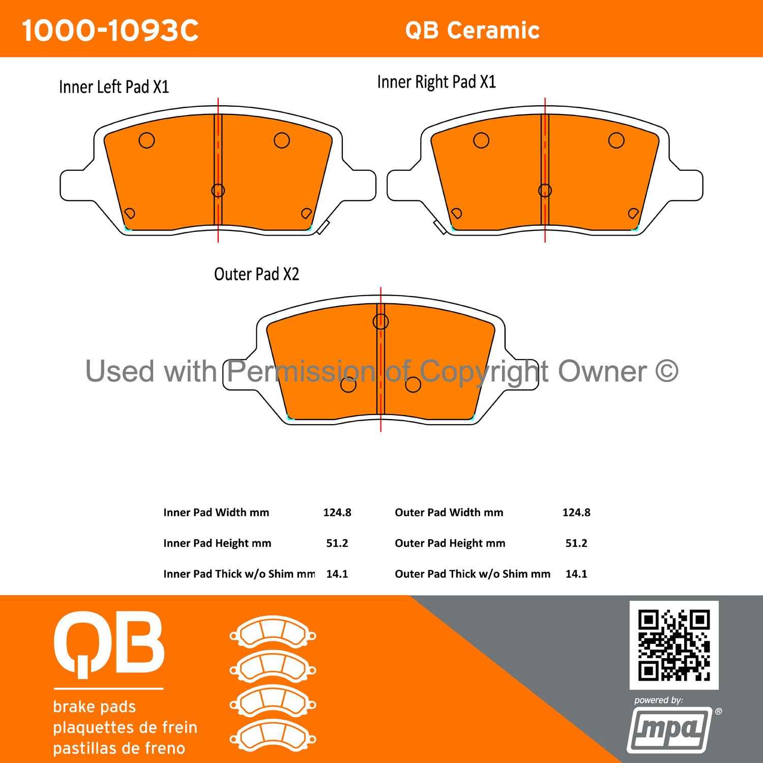 Other View of Rear Disc Brake Pad Set MPA 1000-1093C