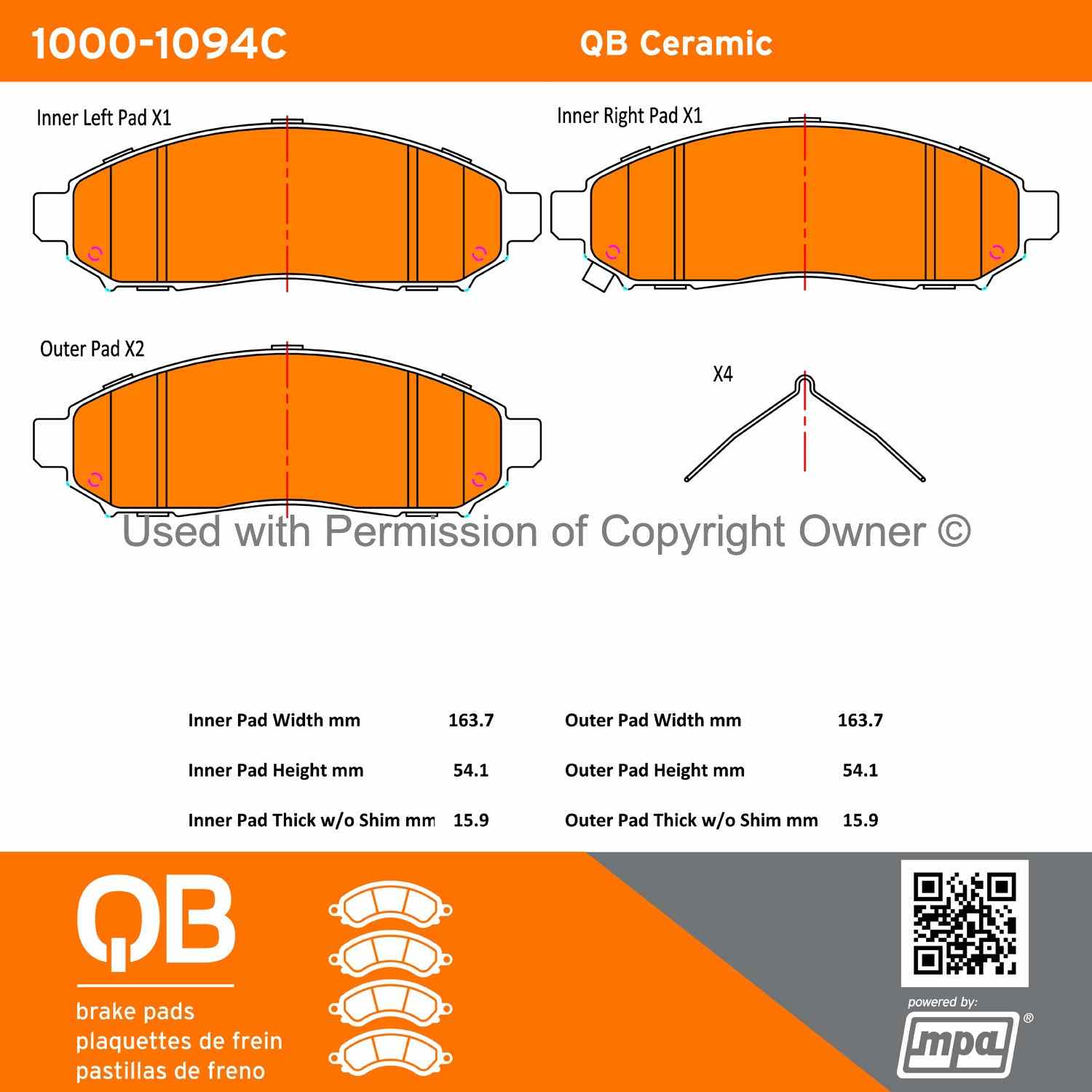 Other View of Front Disc Brake Pad Set MPA 1000-1094C