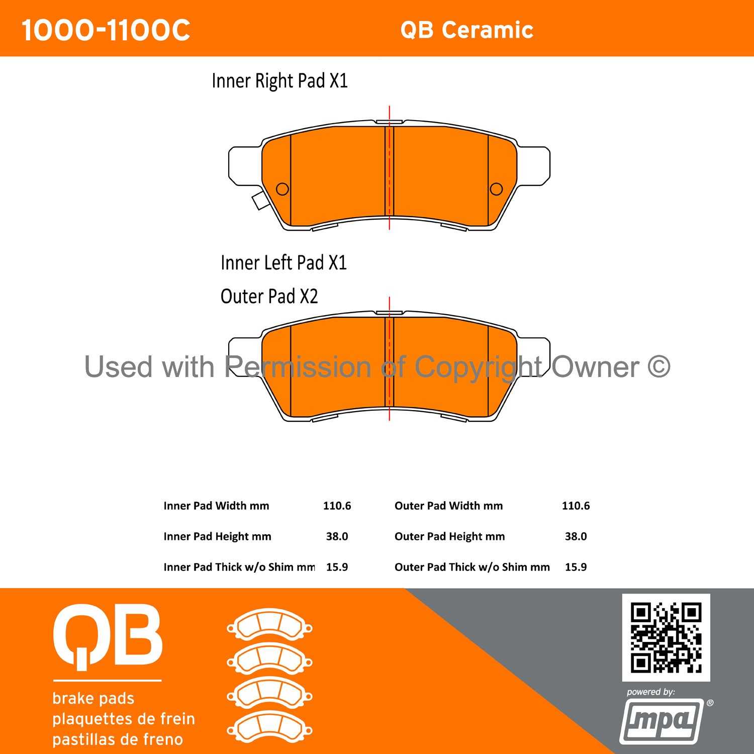 Other View of Rear Disc Brake Pad Set MPA 1000-1100C