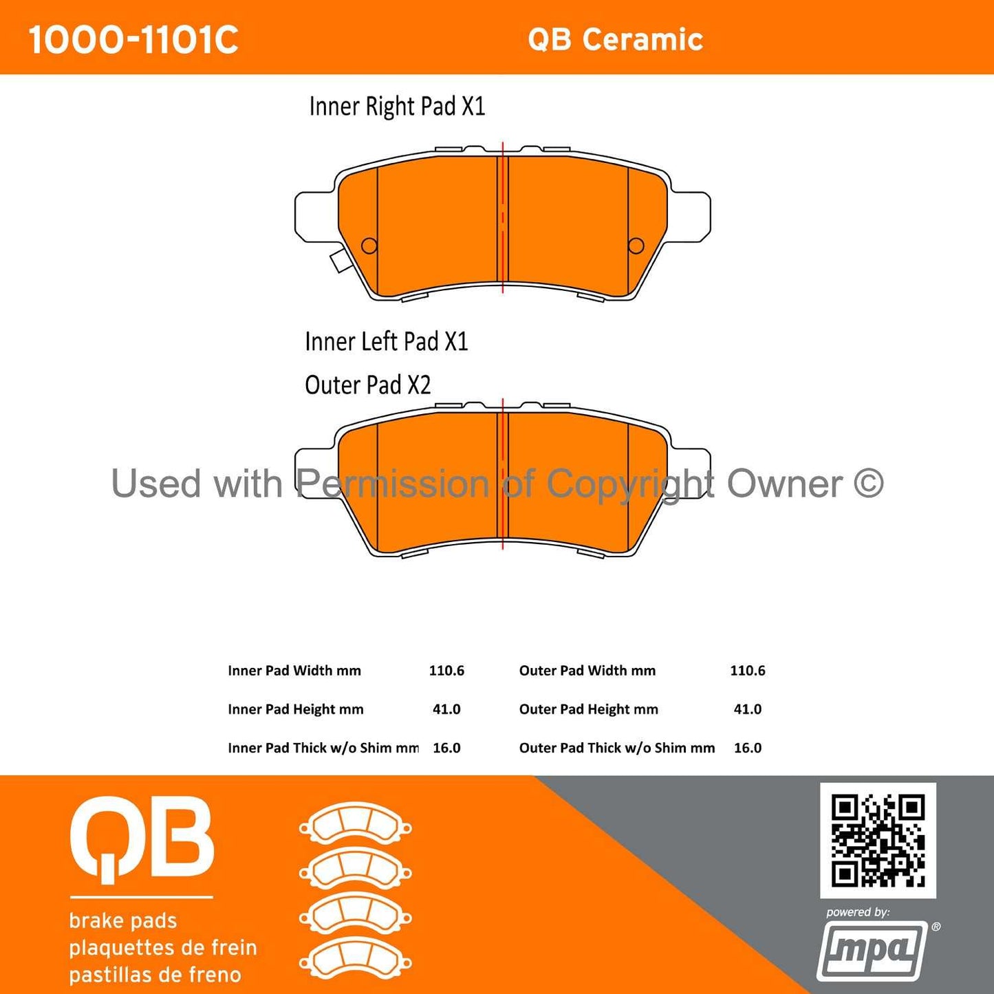 Other View of Rear Disc Brake Pad Set MPA 1000-1101C