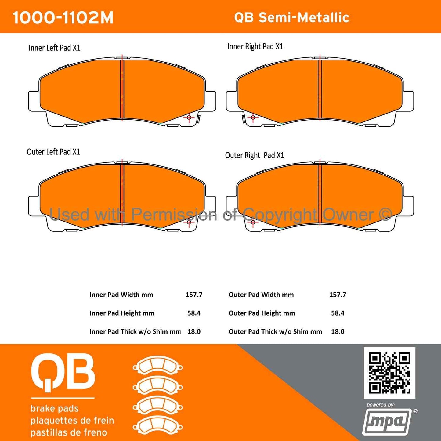 Other View of Front Disc Brake Pad Set MPA 1000-1102M