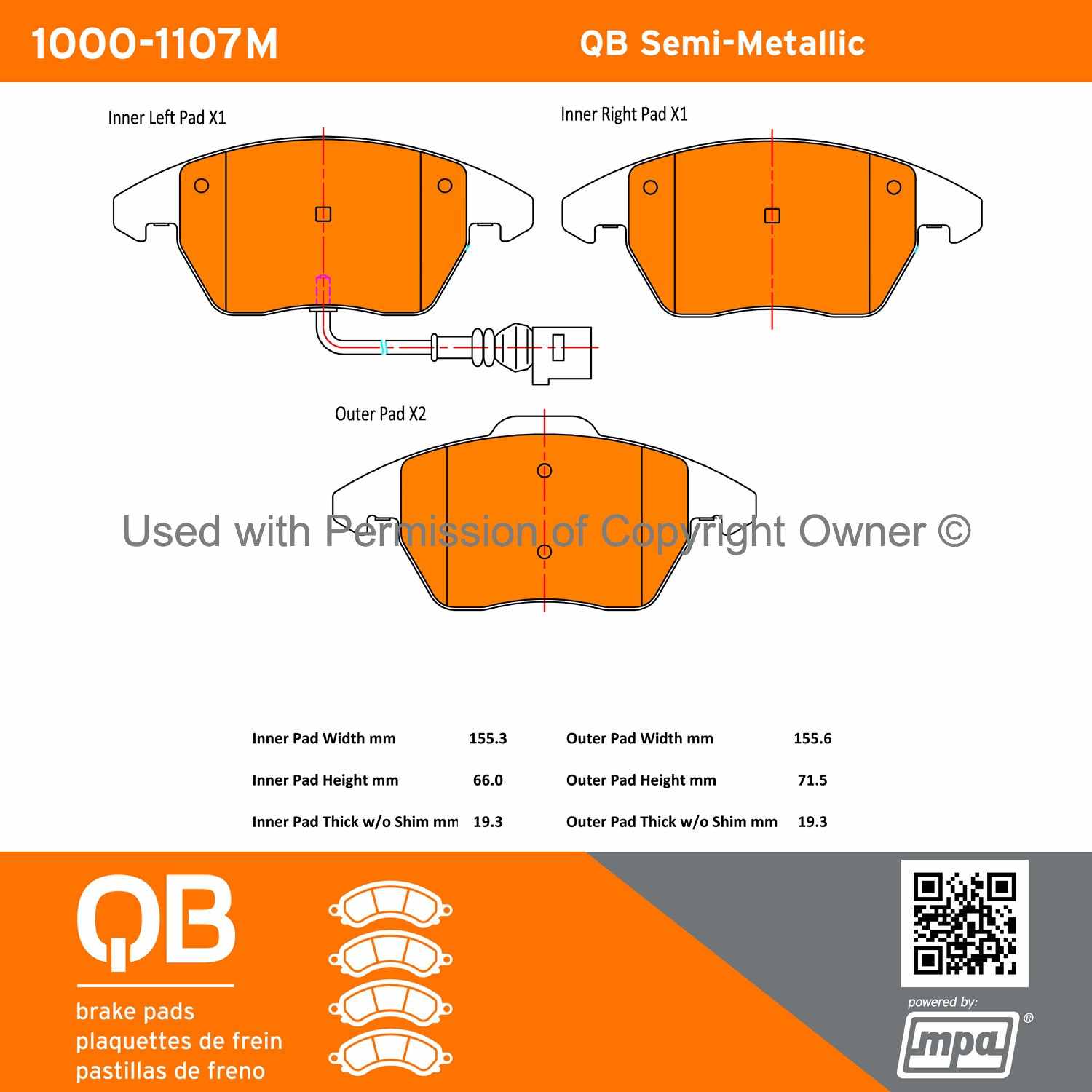 Other View of Front Disc Brake Pad Set MPA 1000-1107M