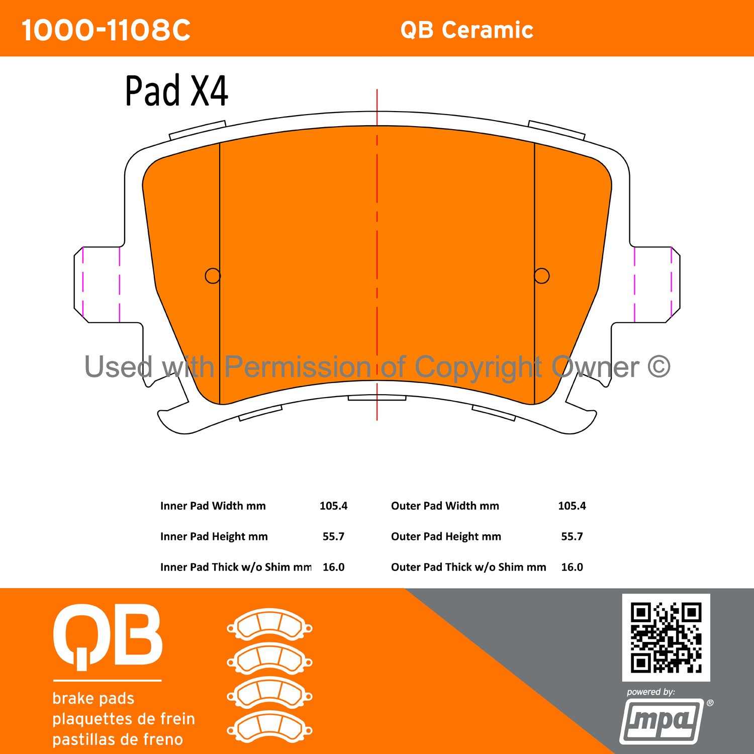 Other View of Rear Disc Brake Pad Set MPA 1000-1108C