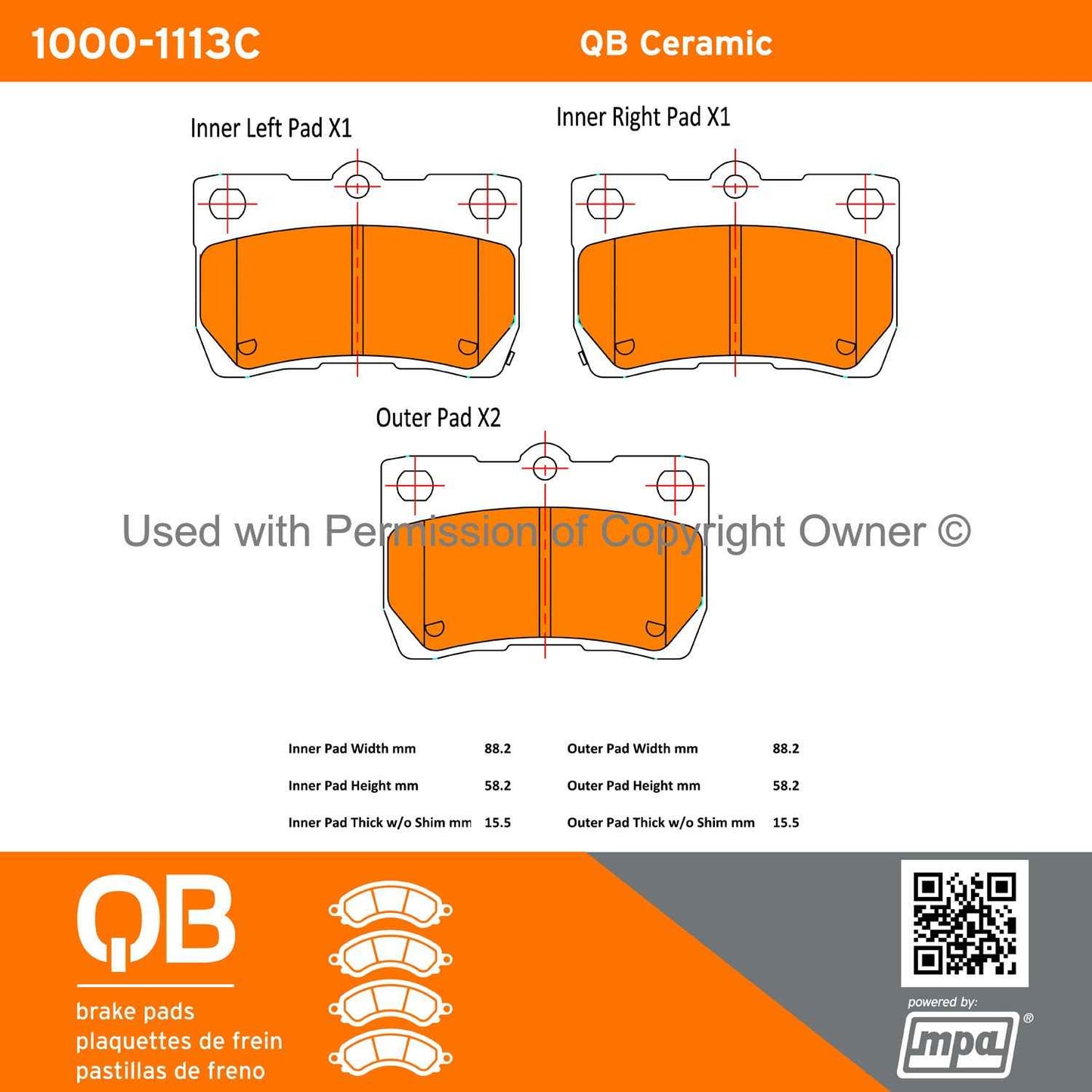 Other View of Rear Disc Brake Pad Set MPA 1000-1113C