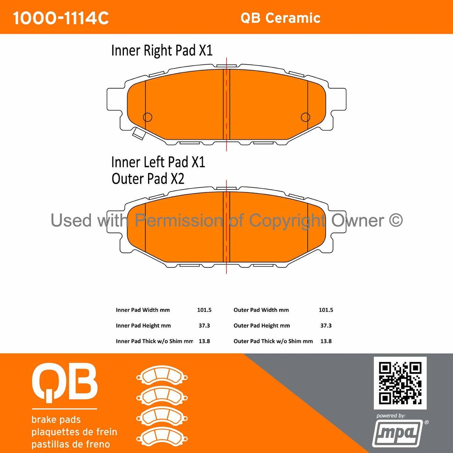 Other View of Rear Disc Brake Pad Set MPA 1000-1114C