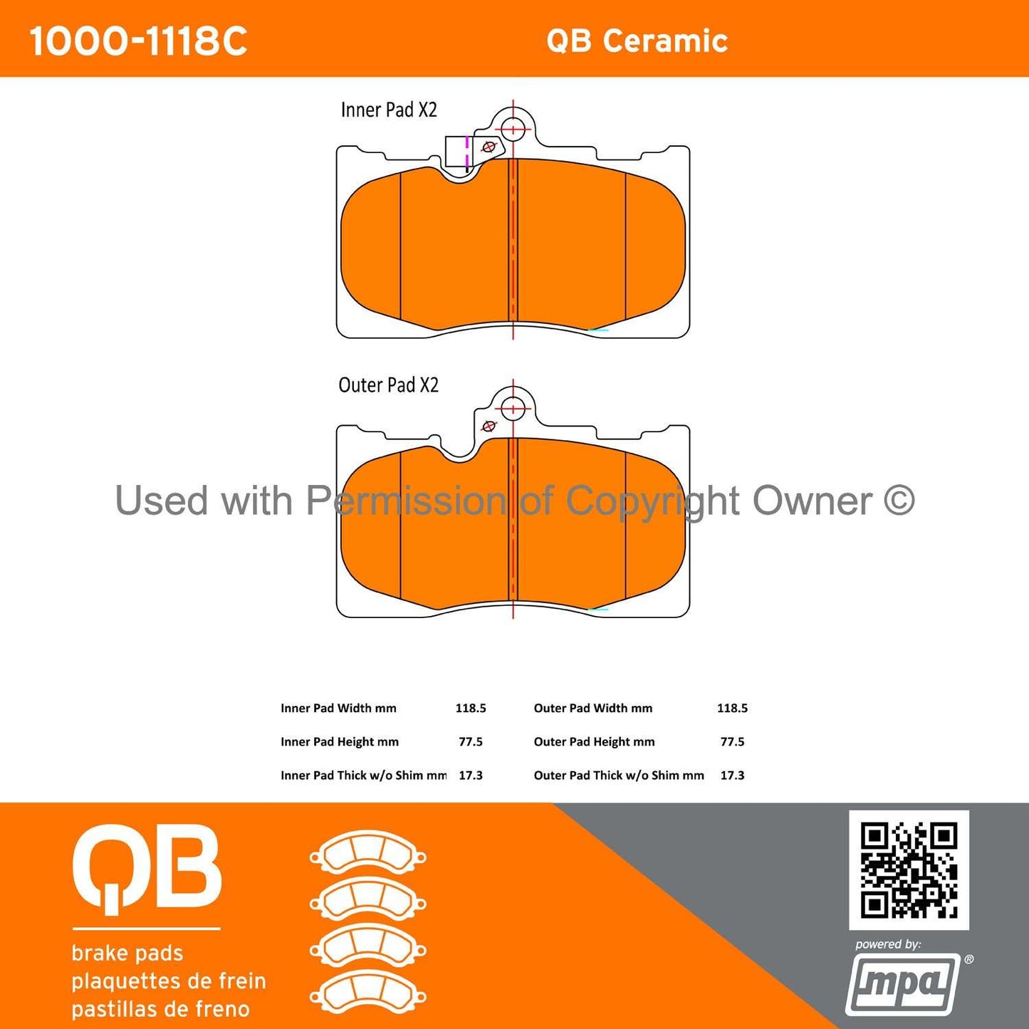 Other View of Front Disc Brake Pad Set MPA 1000-1118C