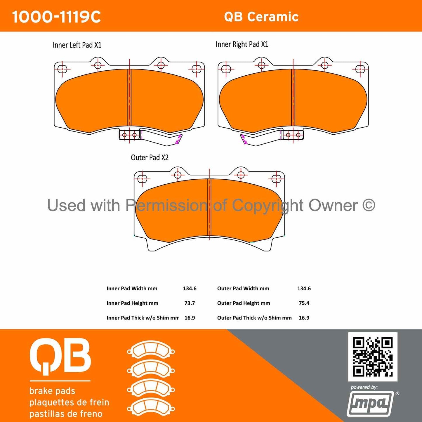 Other View of Front Disc Brake Pad Set MPA 1000-1119C