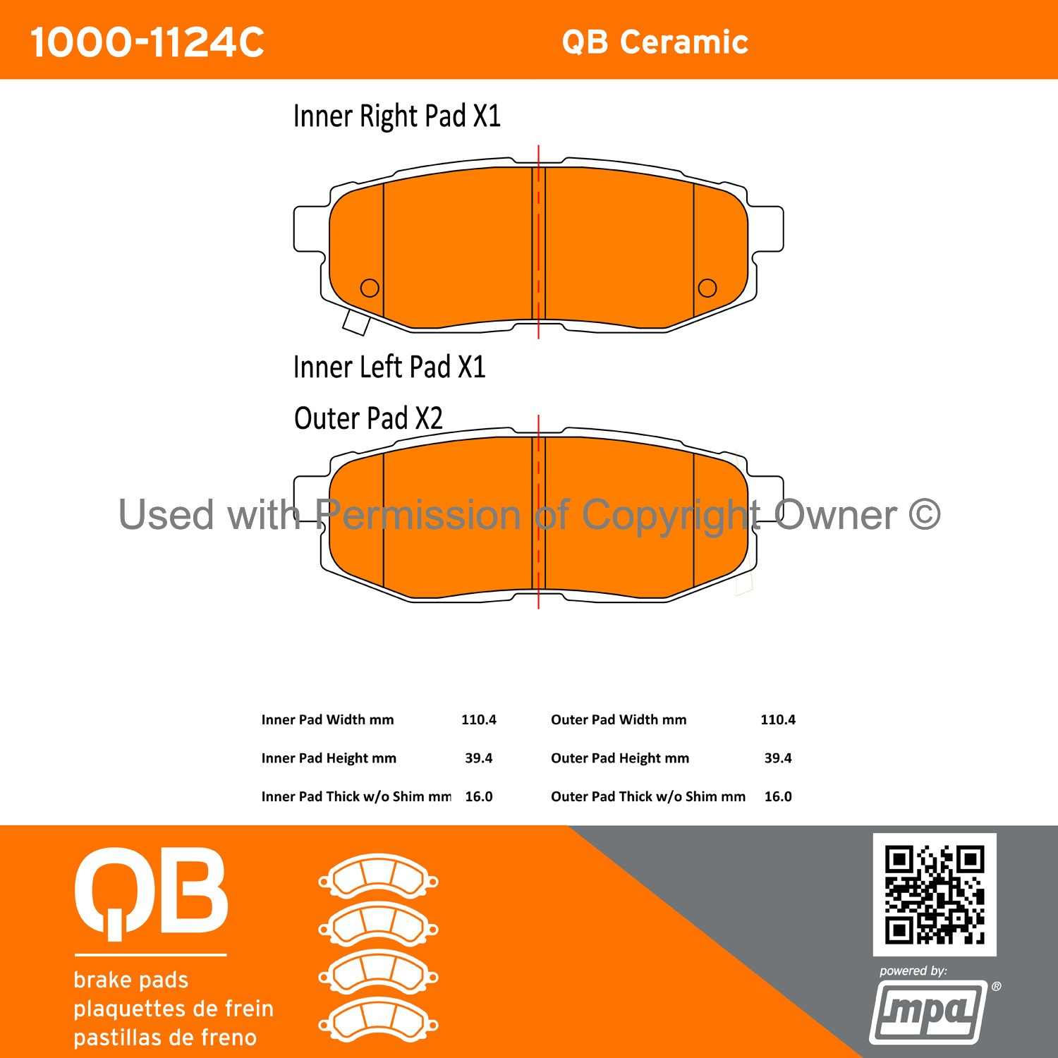 Other View of Rear Disc Brake Pad Set MPA 1000-1124C