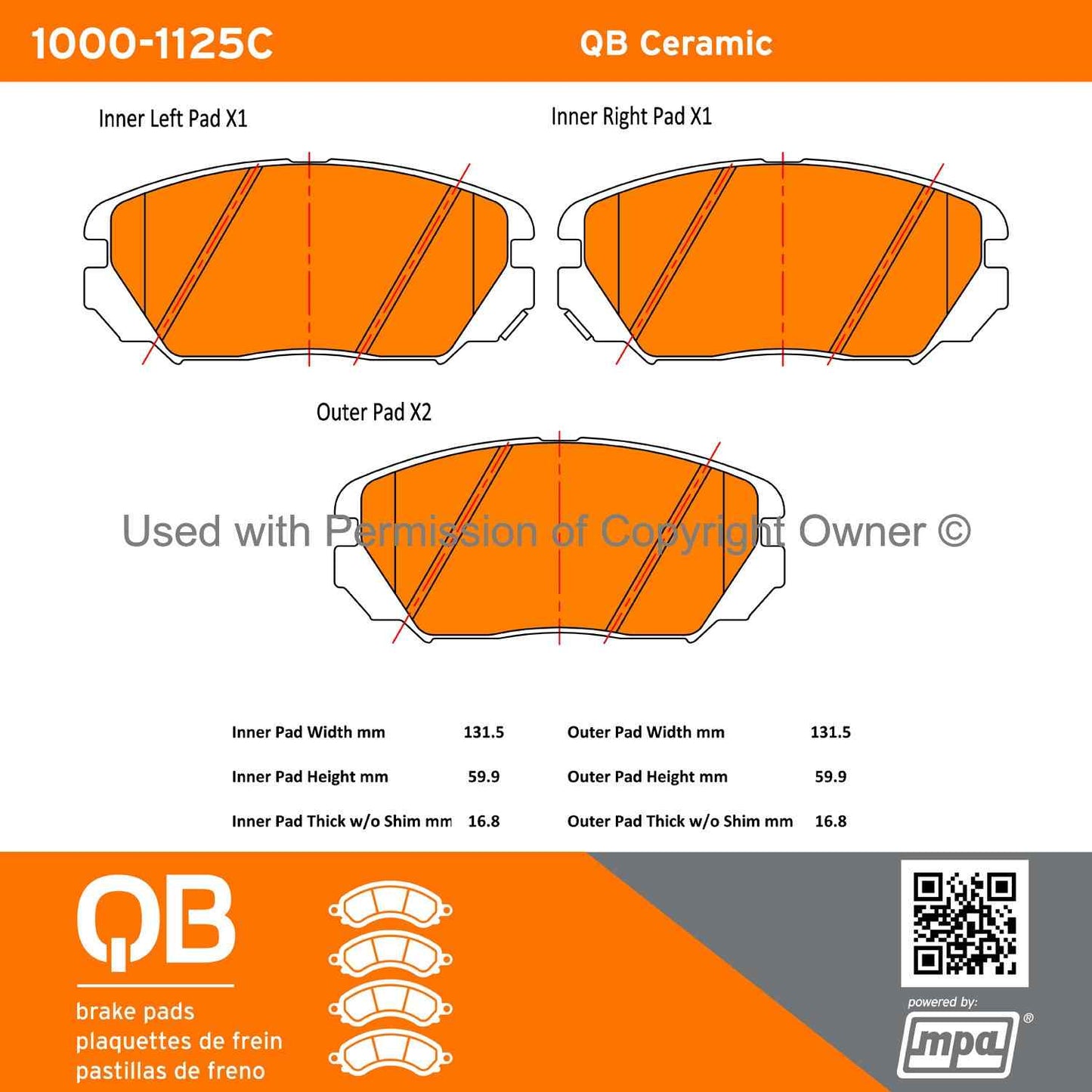 Other View of Front Disc Brake Pad Set MPA 1000-1125C