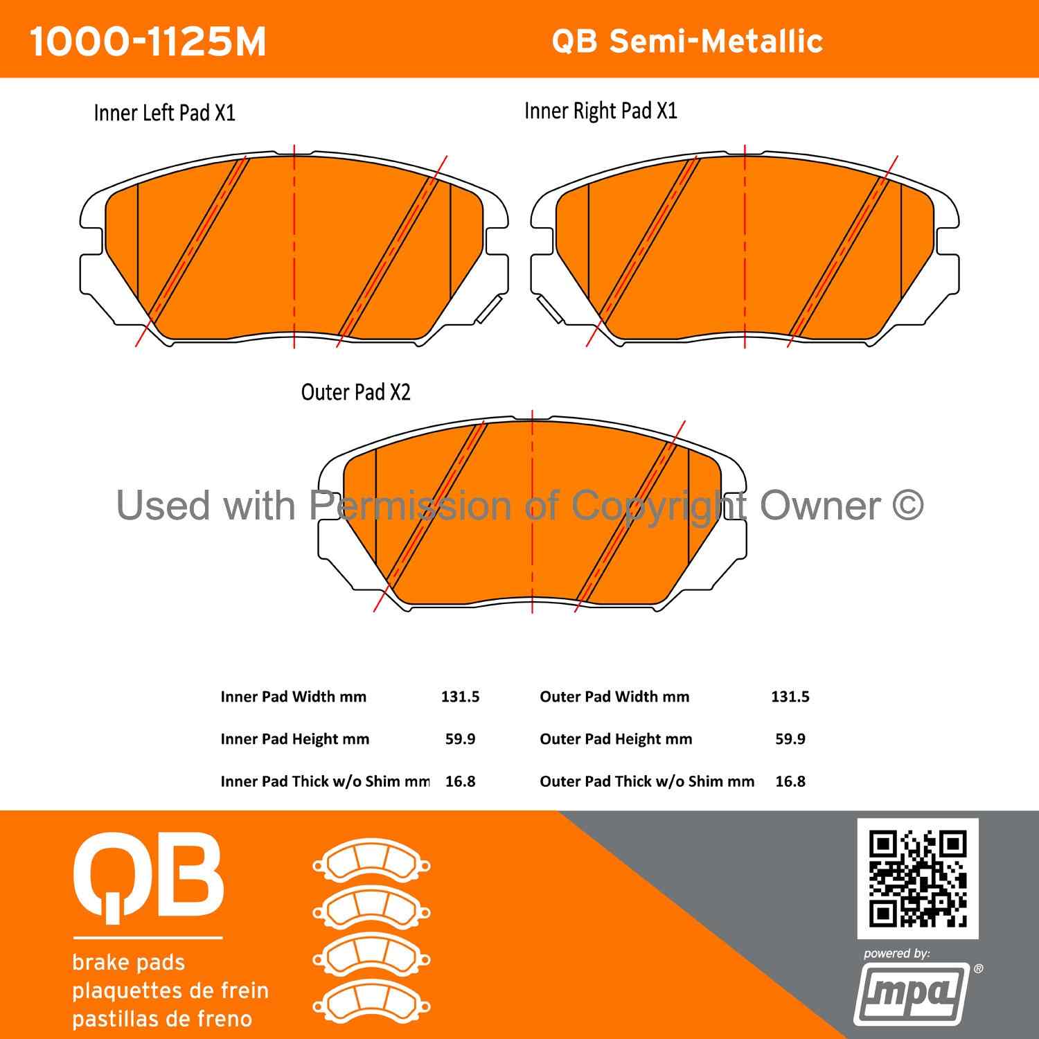 Other View of Front Disc Brake Pad Set MPA 1000-1125M