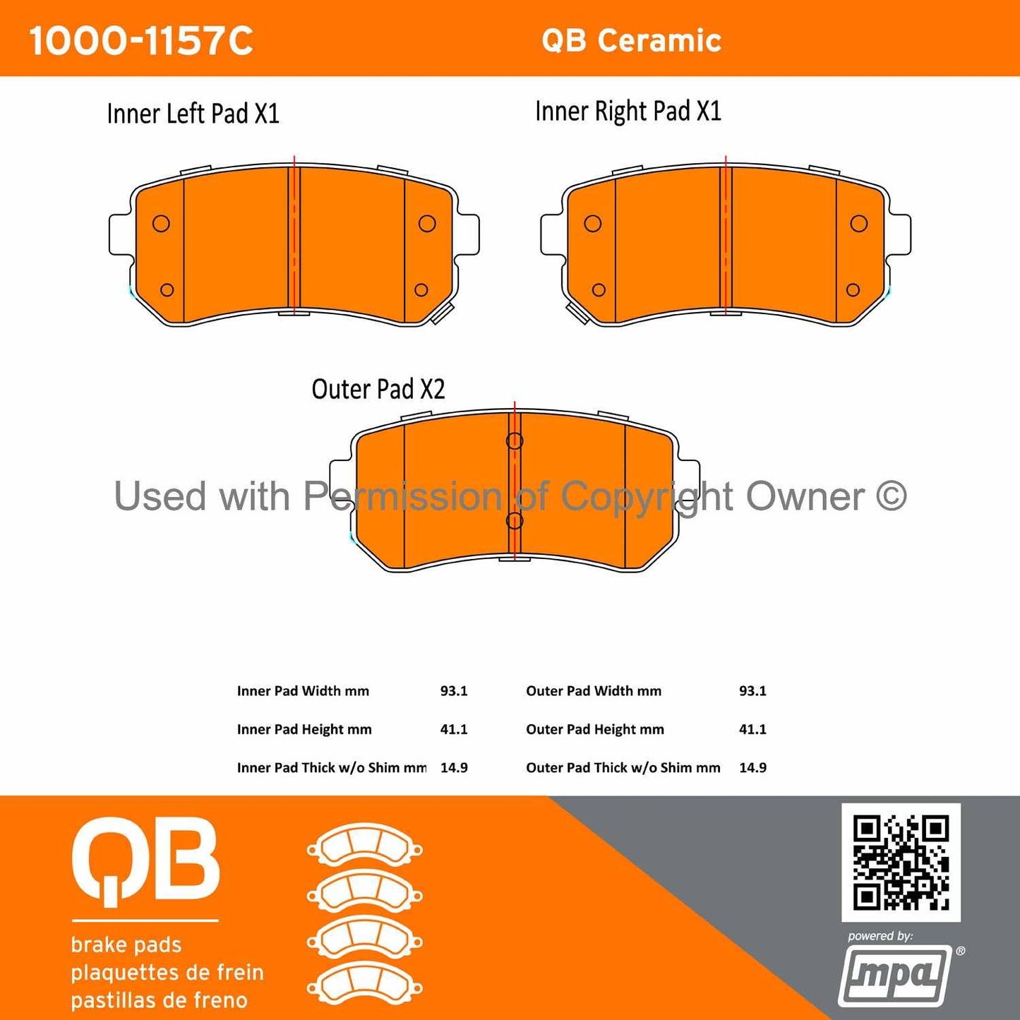 Other View of Rear Disc Brake Pad Set MPA 1000-1157C