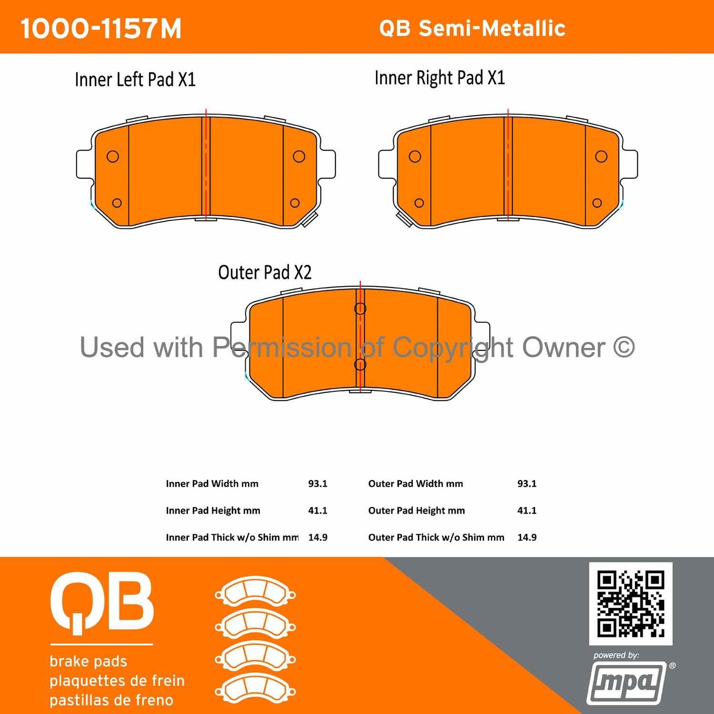 Other View of Rear Disc Brake Pad Set MPA 1000-1157M