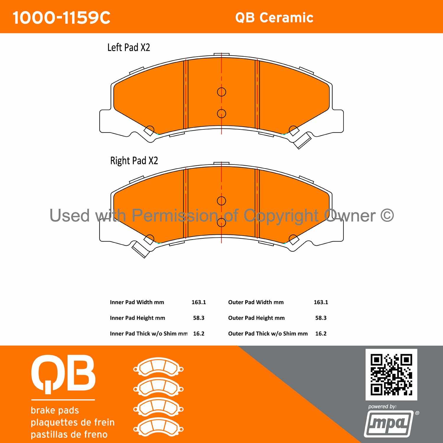 Other View of Front Disc Brake Pad Set MPA 1000-1159C