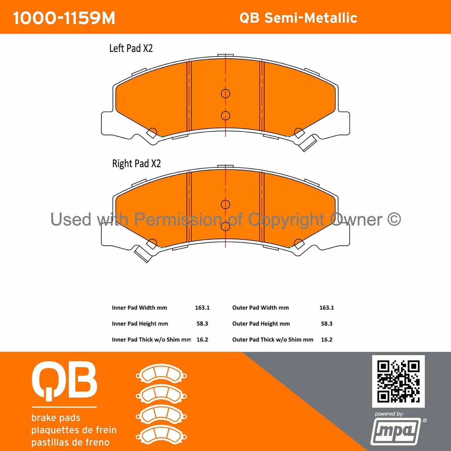 Other View of Front Disc Brake Pad Set MPA 1000-1159M